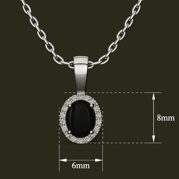 Birthstone Diamond Necklace | 1 ct Oval Gemstone .10ct Lab Grown Diamond Halo - Picture 5 of 12